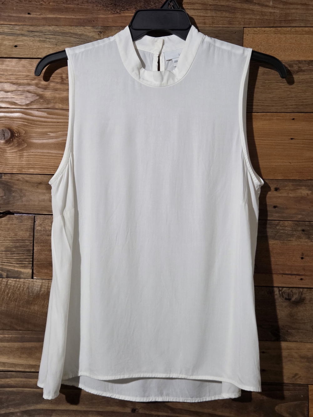 J.Jill White Mock Neck Sleeveless Blouse 100% Rayon Minimalist Office Classic L